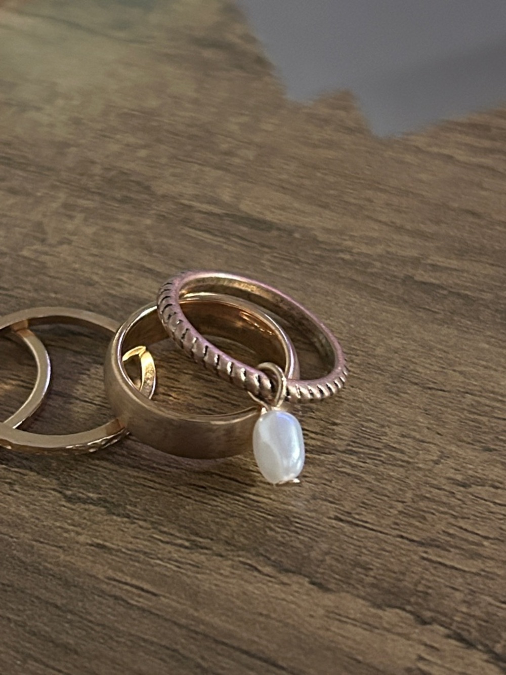 Gold-Tone Stackable Women's Rings Set with Pink Heart Accent - Picture 5 of 6